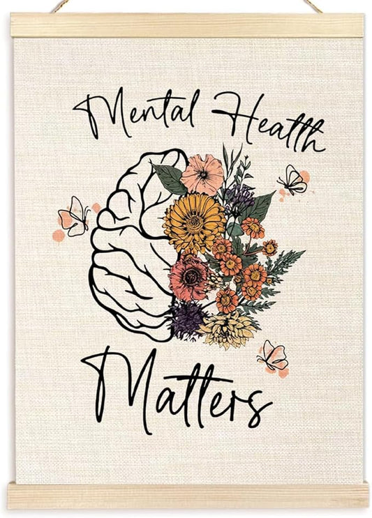 Ecezatik Mental Health Matters Poster Hanger Frame, Awareness Wall Decor for Classroom Therapy Office School Counselor, 12x16 Inches