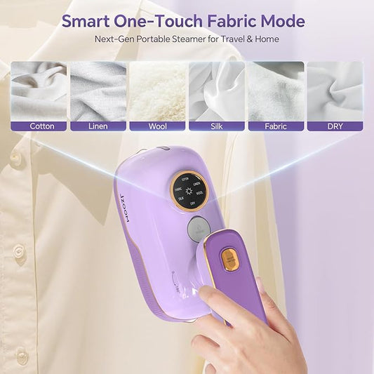 Travel Steamer Iron for Clothes, Portable 2-in-1 Dry & Steam Iron, 6 Smart Modes, 180° Rotatable Handle, 15s Fast Heat-Up, 15min Continuous Steam, Mini Steamer for Home & Travel