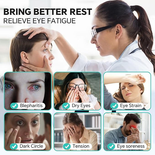 Heated Eye Mask for Dry Eyes, Stye & Migraines Relief - USB Electric Warm Compress with 20 Temp/Time Settings, Washable Flaxseed Cover for MGD, Blepharitis & Eye Strain