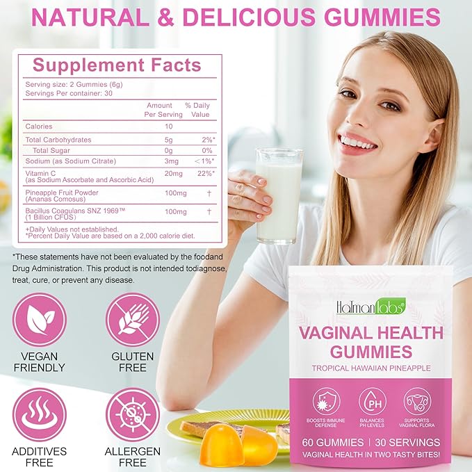 120 Count Vaginal Probiotics Gummies, PH Balance for Women, Premium Feminine Balance Gummies for Women, Improve Immune, Women's Vaginal Health Supplement