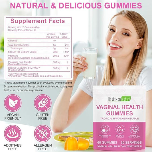 120 Count Vaginal Probiotics Gummies, PH Balance for Women, Premium Feminine Balance Gummies for Women, Improve Immune, Women's Vaginal Health Supplement