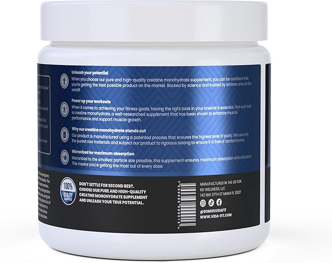 Micronized Creatine Monohydrate Powder, Vegan Creatine Powder Unflavoured, Supplements for Men, Pure Workout Essentials for Women, NSF Certified (150g) (5g Per Serv) (30 Servings) - Vida Fit
