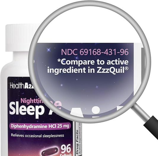 HealthA2Z Sleep Aid, Diphenhydramine HCl 25mg Softgels, Supports Deeper, Restful Sleeping, Non Habit-Forming (96 Softgels)