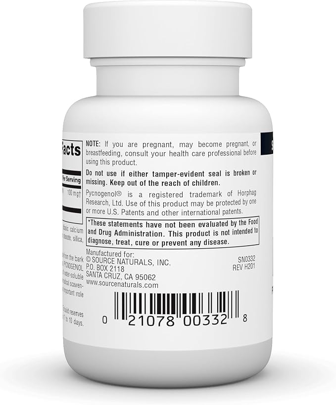 Source Naturals Pycnogenol 100 mg Proanthocyanidin Complex - 30 Tablets