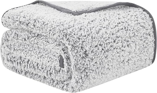 EMME Fuzzy Blanket Soft Fleece Throw Blankets for Women, Fluffy Sherpa Throws(Plush Grey,50"x60")
