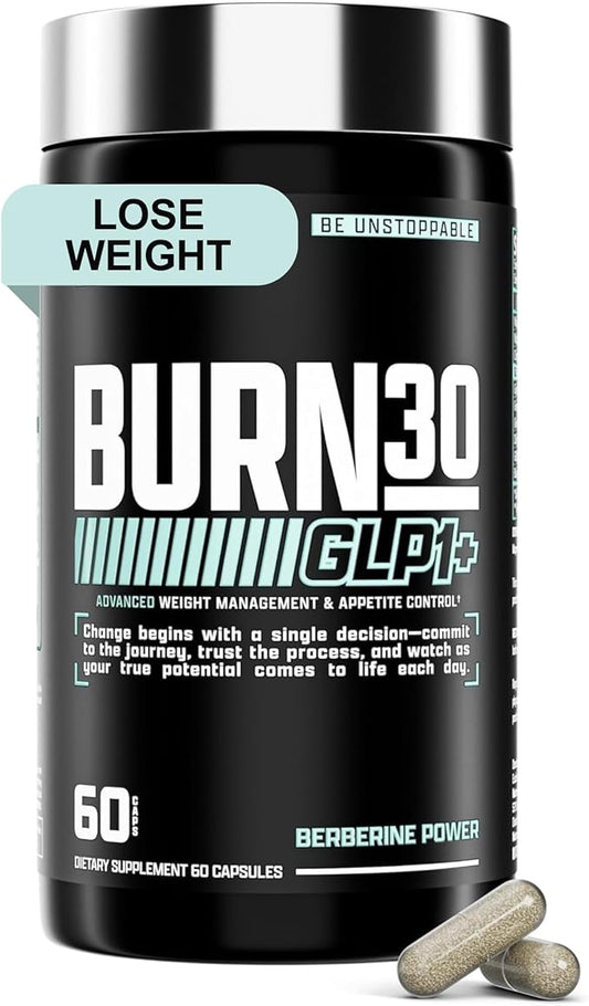 BURN30 GLP-1 Supplement - Super Berberine Weight Management Support GLP1 Naturally | Advanced Appetite Control & Metabolism Support with Clinically Studied Ingredients  | Stimulant Free