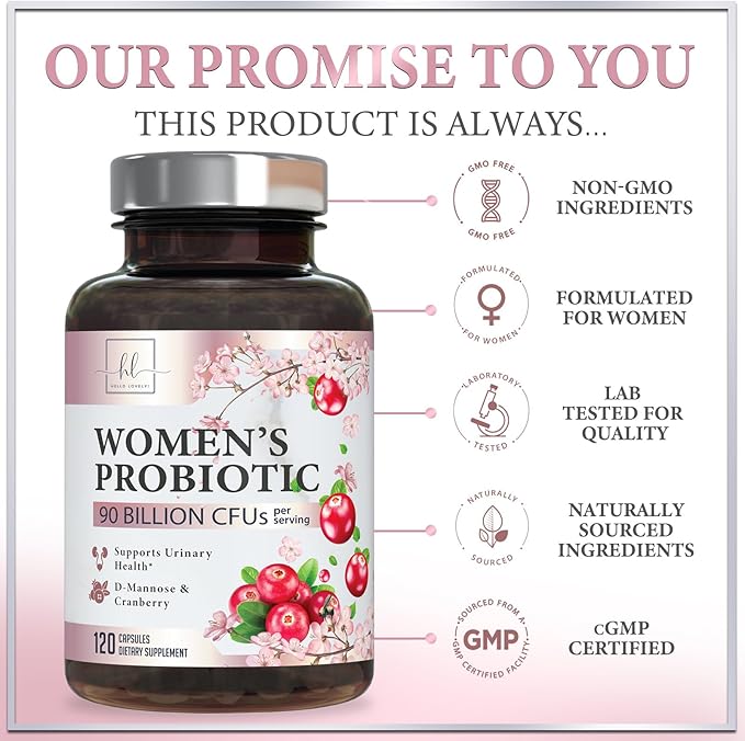 Probiotics for Women Supplement with Cranberry - 16 Premium Strains for PH Balance, Digestive Health, Vaginal & Immune Support, 90 Billion CFU, Women's Probiotic, UT, & Feminine Health - 120 Capsules