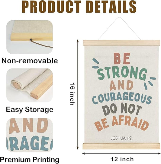 Nrleey Kids Bible Verse Wall Decor with Wooden Poster Hanger - Christian Nursery Decor, Inspirational Christian Education Wall Art Posters for Church Nursery Preschool, 12x16 Inch