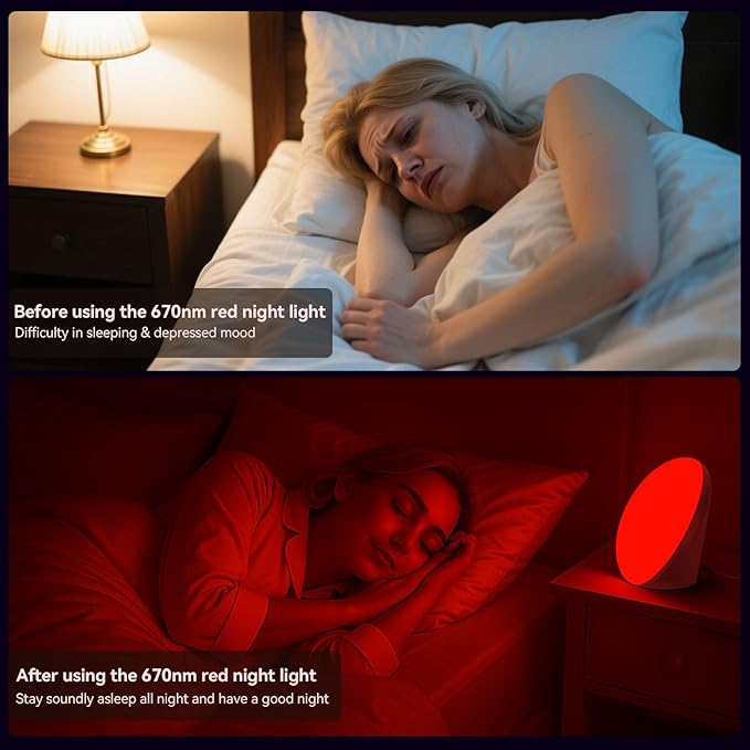 670nm Red Light Therapy & 10,000 Lux Sun Lamp – Dual Sleep Aid and Night Light for Adults & Kids, Supports Deep Relaxation and Better Sleep