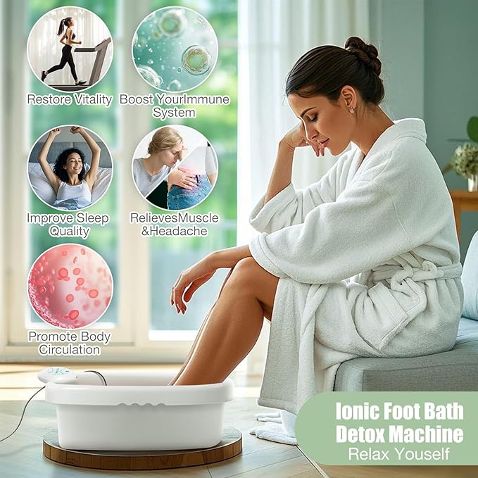 Ionic Foot Bath Detox Machine Ion Foot Detox Spa for Home Portable Detox Foot Spa System Ionic Feet for Chi Cleanser Home Use, Beauty Salon SPA Club with Liners, Slipper,Portable Handbag