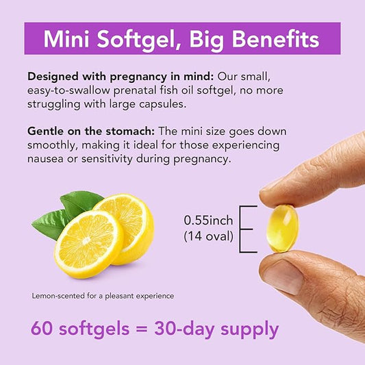 Premom Prenatal DHA Fish Oil: Triglyceride Omega 3 with 470mg DHA, 200mg EPA + 400 IU VIT D3 Supplement - Fertility Support for Women - Globally Sourced from Wild Caught Fish