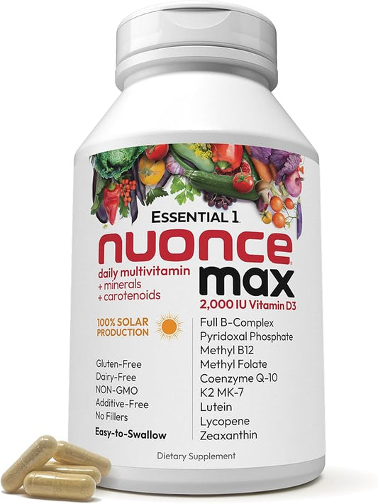 ANDREW LESSMAN Essential-1 nuonce max Multivitamin 2000 IU Vitamin D3 360 Small Capsules. 100 mcg Methyl B12. CoQ10 Lutein Lycopene Zeaxanthin. High Potency. No Additives. Ultra-Mild One Daily Capsule