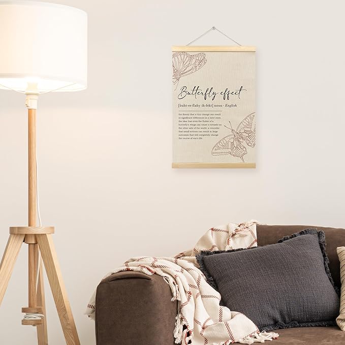 Inspirational Butterfly Effect Definition Poster Hanger Frame, Motivational Hanging Wall Art Decor for Classroom Office Girls Dorm Room Bedroom, Aesthetic Positive Affirmations Prints Pictures, 12x16