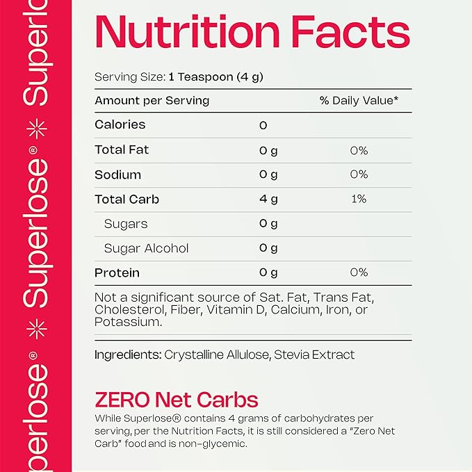 Superlose | The Superior Allulose | Keto Sugar Alternative | 100% Natural No Bitter Aftertaste | Zero Net Carb Sweetener | Ketogenic and Diabetic Approved Sugar Replacement (12oz, 3 Pack)