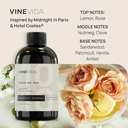 VINEVIDA (4oz) Hotel Fragrance Diffuser Oil - Hotel Scents Diffusers for Home - Cold Air Diffuser Oil - Hotel Scent Essential Oil - Scent No.1010 Inspired by Hotel Costes