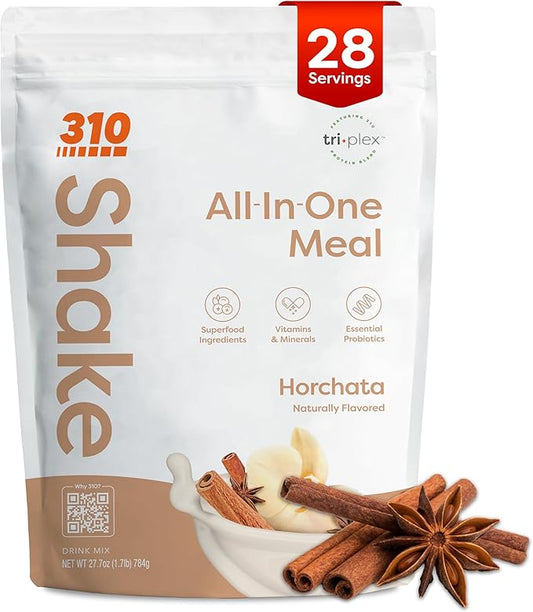 310 Nutrition All-In-One Meal Replacement Shake Powder - Plant-Based Protein Smoothie Blend w/High Fiber, Probiotics & Adaptogens - Low Carb, Vegan, Keto & Paleo Friendly - Horchata - 28 Srv