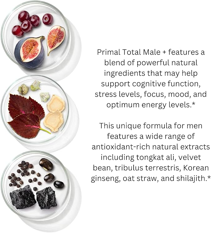 Primal Harvest Primal Total Male Natural Tribulus Terrestris, Fenugreek, Korean Ginseng, Maca Root Horny Goat Weed for Men Booster, Max Boost 90 Capsules…