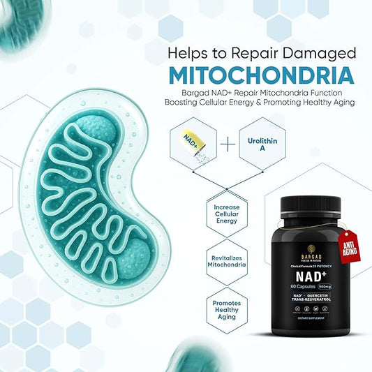NAD+ Supplement for Anti Aging & Cell Regeneration | NMN Supplement Alternative - NAD with Resveratrol & Quercetin | Boosts Mitochondrial Health, Mental Clarity & Vitality | 60 Count | for Women & Men