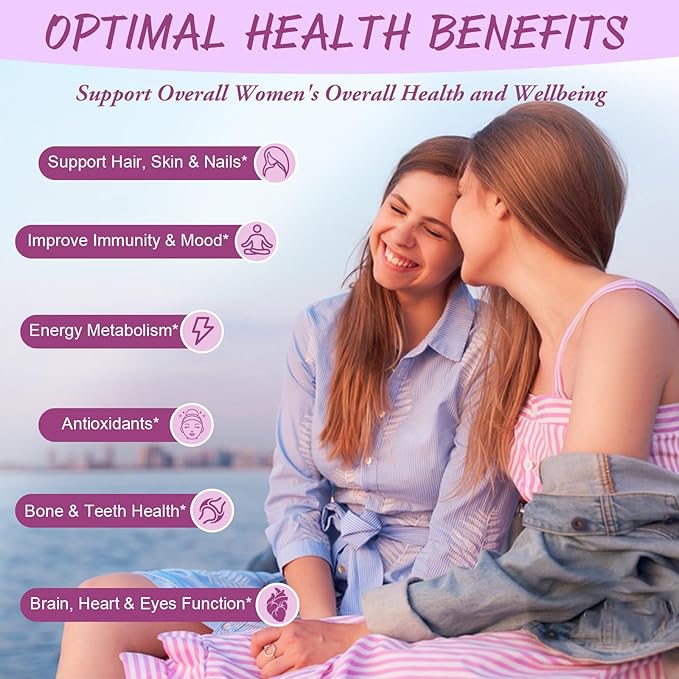 (2 Pcs) Sugar Free Womens Multivitamin Gummies with Iron, Women's Multivitamin w/Vitamins C, D3 K2, B12, B6, Filled Gummies for Daily Nutritional Support| Immune Support| Skin Health, Mixed Flavors