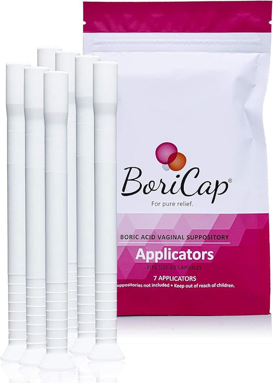 BoriCap - Boric Acid Vaginal Suppository Applicators - Hygienic Solution for Easy Glide Applicator Insertion - Washable and Reusable - Feminine Care and Hygiene Products - Made in USA by Heale - 7 ct