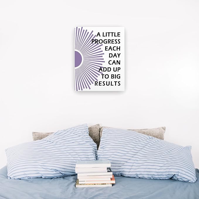 Pugwak Positive Affirmations Wall Decor Canvas Prints - Motivational Wall Art Framed Canvas Sun Inspirational Purple Wall Art Painting Artwork for Therapy Office Nursery Bedroom Decor Print 11×14 Inch