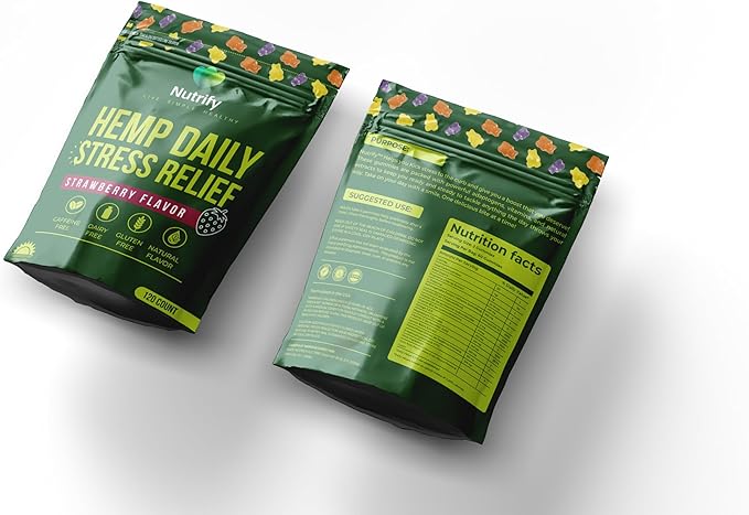 120 Hemp Gummies Natural Strawberry Flavor Hemp Extract, Infused with Omega 3, 6, and 9, Plus Essential Vitamins to Promote General Wellness