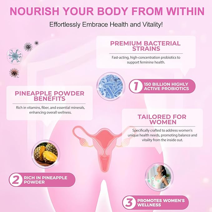Vaginal Probiotics for Women,Ph Balance for Women,Feminine Balance Gummies,Womens Probiotic Vaginal Vitamins Supplement,Improve Immune,Promote Vaginal Health - 60 Pineapple Gummies