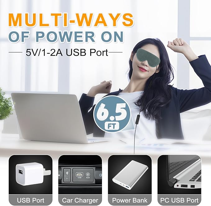 Heated Eye Mask for Dry Eyes USB Electric Warm Eye Compress Heat Eye Masks with Temperature&Timer Control, Eye Heating Pad for Dry Eyes, Stye Treatment, Chalazion, Blepharitis, MGD, Puffy