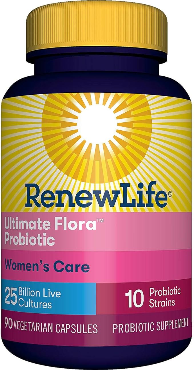 Renew Life Women's Probiotic - Ultimate Flora Probiotic Women's Care, Shelf Stable Probiotic Supplement - 25 Billion - 90 Count (Pack of 1) (Packaging May Vary)