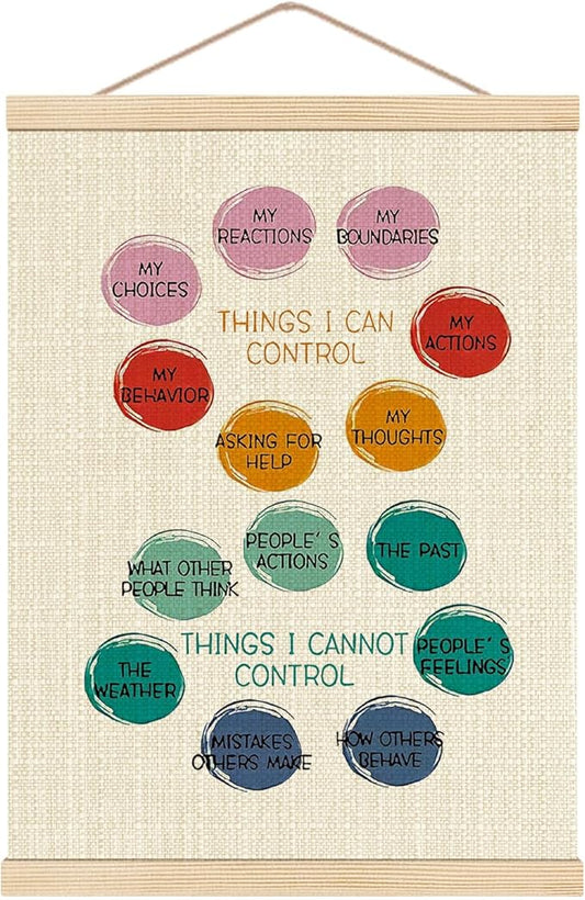 HKTZM Things I Can Control Mental Health Poster Hanger Frame 12.5×17 Inch, Mental Health Self Control Hanging Wall Art Decor for Classroom School Counselor Office Calm Down Corner
