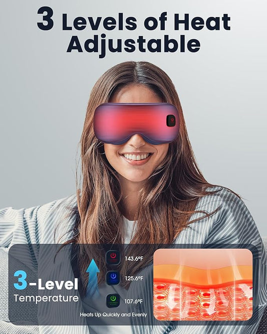 Heated Eye Mask - Cordless Eye Mask for Dry Eyes, Eye Relief, Improved Sleep, Washable Eye Heating pad for Travel and with Replaceable Shell