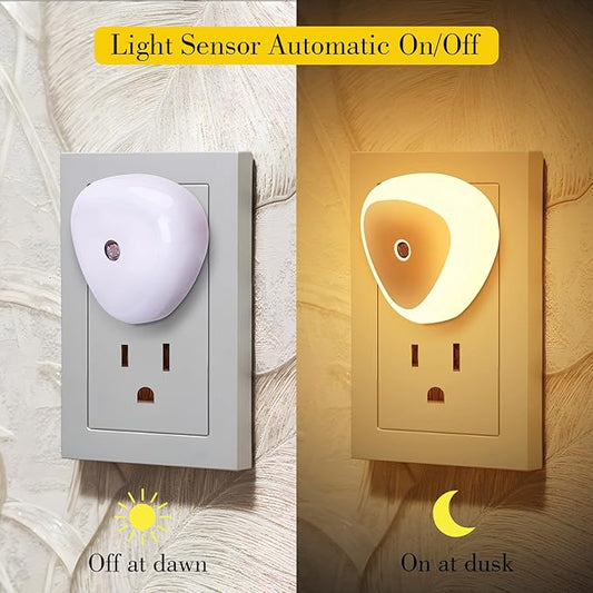 KINUR LED Night Light Plug into Wall,2700K Warmwhite,Nightlight Dusk to Dawn Sensor Automatic On and Off,Night Lamp,0.5W Led Night Light for Kids, Nursery, Bedroom, Hallway, Stair, Kitchen,6 Pack