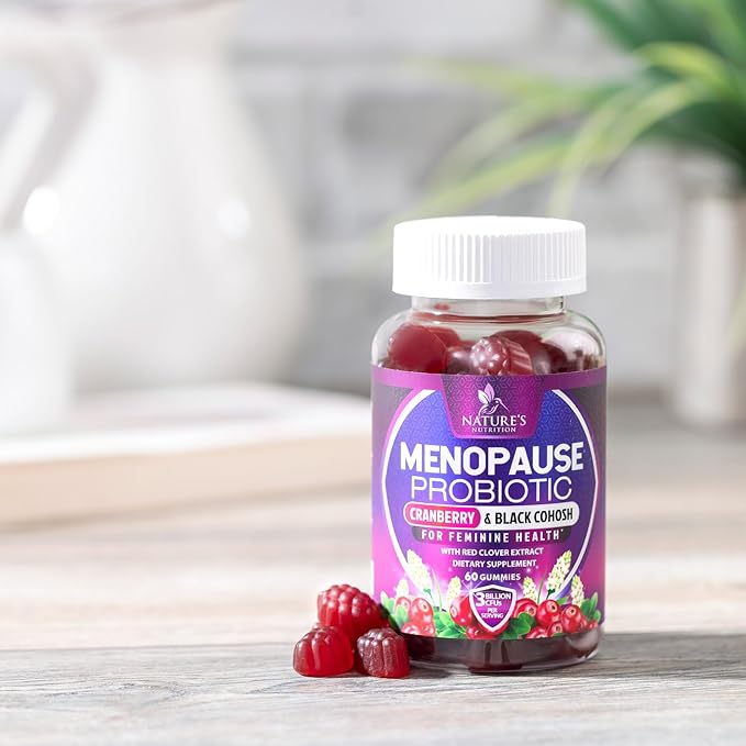 Menopause Supplements for Women - 3 Billion CFU Natural Menopause Relief for Mild Hot Flashes & Night Sweats, PH, Vaginal Health Support Probiotics for Women Gummy, Probiotic Supplement - 60 Gummies
