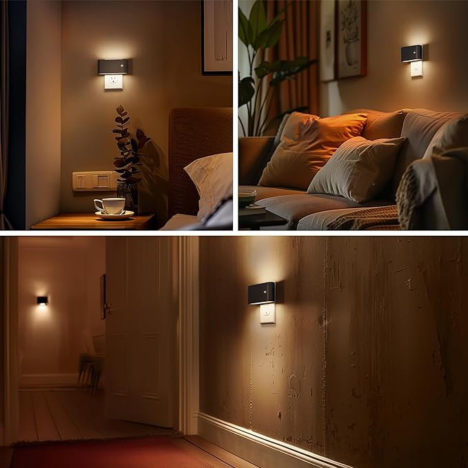 Briignite Motion Sensor Night Light, 2 Pack Motion Activation Night Lights Plug into Wall, Auto On Off, 0-100LM Dimmable Night Light Plug in, 3000K Warm White LED Nightlight for Kids Bedroom Hallway