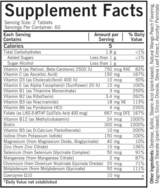 Kirkman - Children's Multivitamin & Mineral - 120 Capsules - with 5-MTHF - Potent Broad Spectrum Vitamin/Mineral Supplement - Hypoallergenic