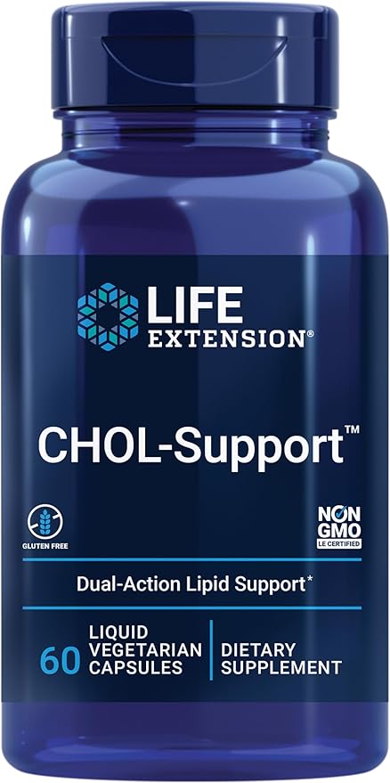 Life Extension CHOL-Support™, Helps Maintain Already Healthy Cholesterol, Heart Health, Artichoke Leaf Extract, Vitamin B5 pantethine, Gluten-Free, Non-GMO, Vegetarian, 60 Capsules