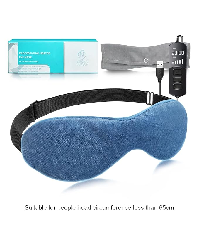 Aroma Season Heated Eye Mask for Dry Eyes, Warm Eye Compress with Flaxseed for MGD, Dry Eye Syndrome, Chalazion Blepharitis Stye Eye Treatment, Steam Moist to Unclog Glands (Blue)