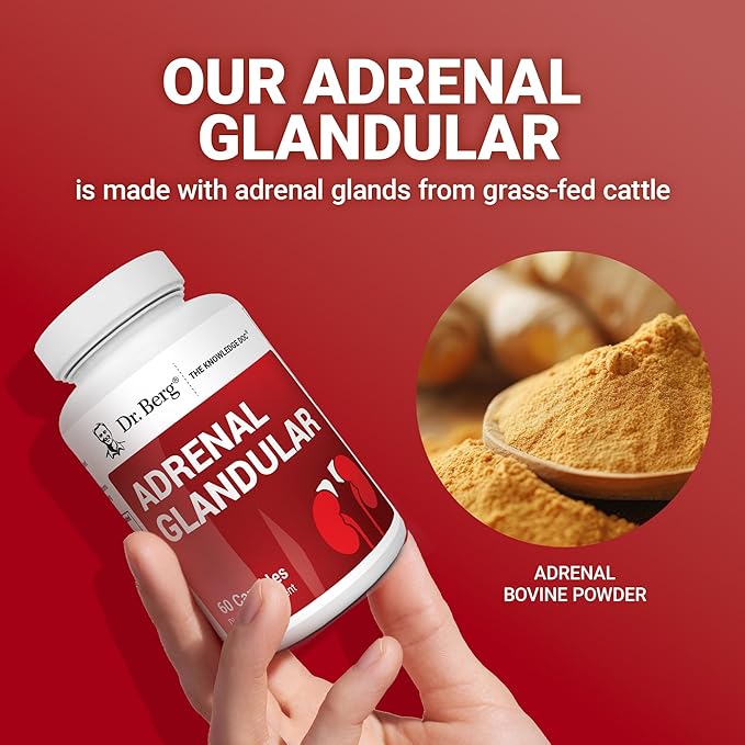 Dr. Berg Adrenal Glandular - Hormone Balance Formula That Supports Healthy Adrenal Function - Adrenal Support Supplement - 60 Capsules