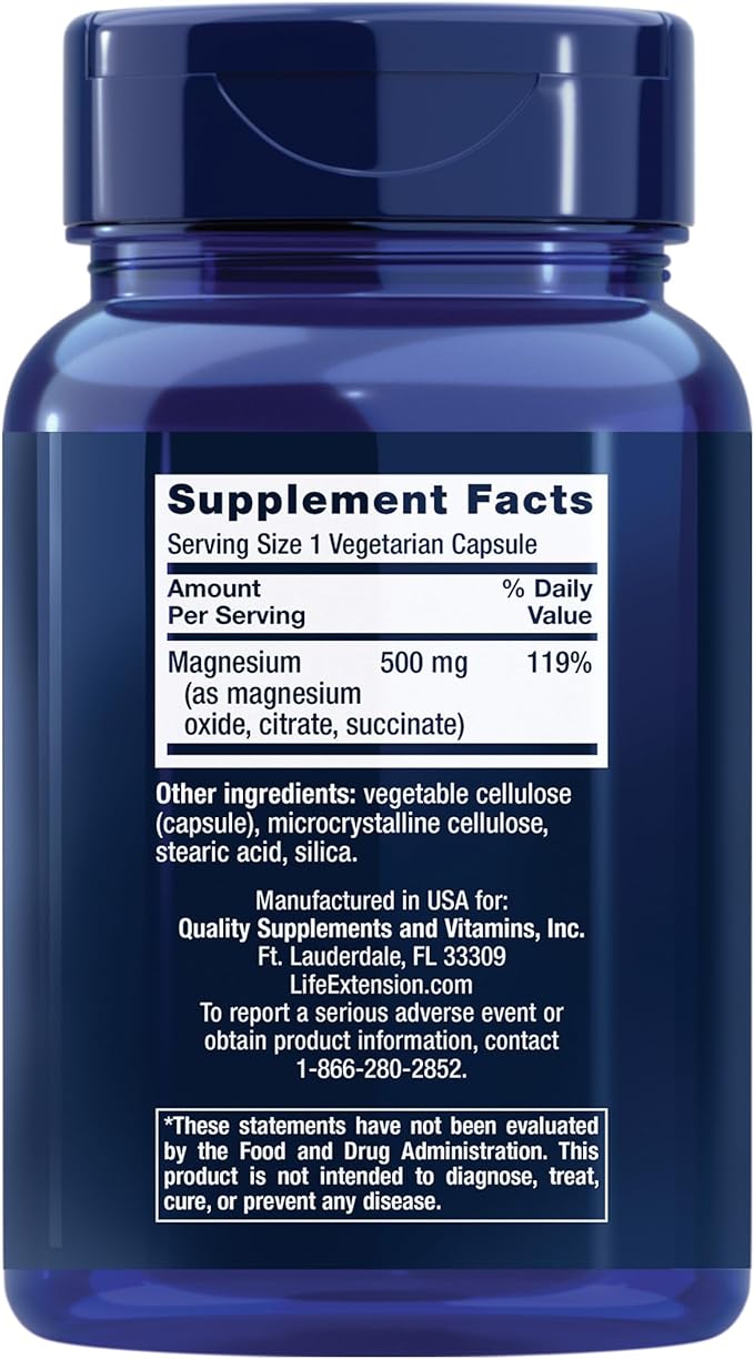 Life Extension Two-Per-Day High Potency Multi-Vitamin & Mineral Supplement & Magnesium Caps, 500 mg, Magnesium Oxide, Citrate, Succinate