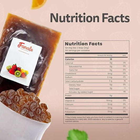 Fanale Brown Sugar Agar Tapioca Boba Jelly Ball for Milk Tea Coffee Shaved Ice Topping (4.4 lb/bag) TAP005-B