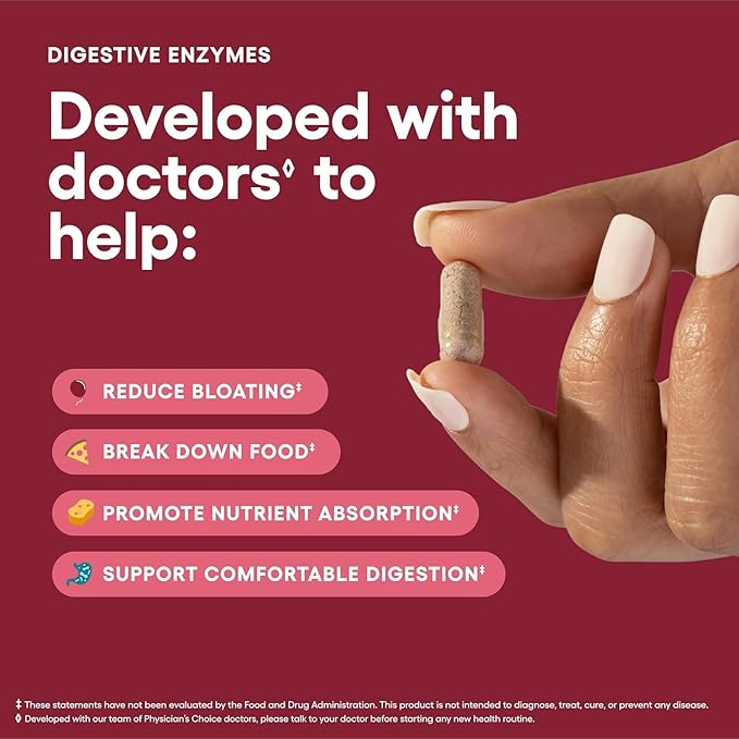 Physician's CHOICE Advanced Gut Health Bundle: 60 Billion Probiotics 60ct + Digestive Enzymes 180ct for Digestive, Gut, and Immune Health Supports Occasional Constipation, Diarrhea, Gas, and Bloating