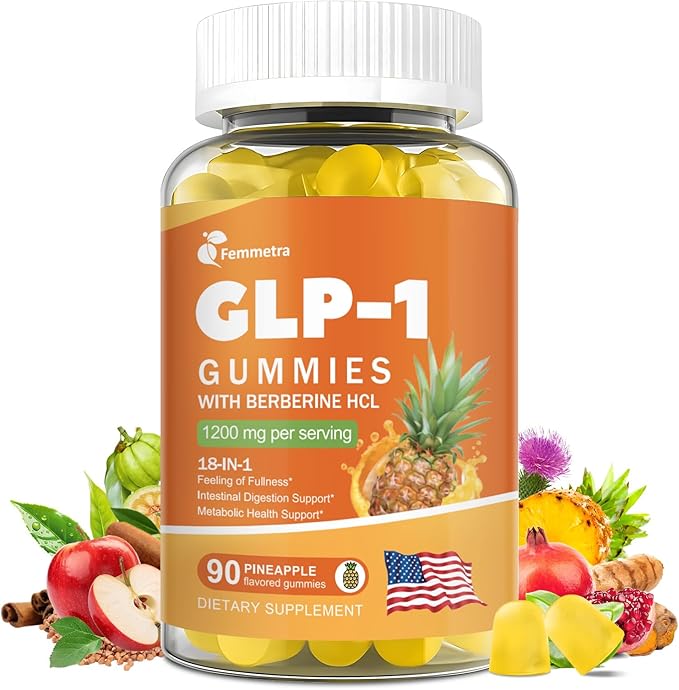 GLP-1 Support Gummies – Supports GLP-1 & AMPK Activation with Berberine HCl, Akkermansia, Probiotics, Magnesium, Turmeric & Milk Thistle – Digestive, Gut, Energy & Metabolic Health – 30 Days