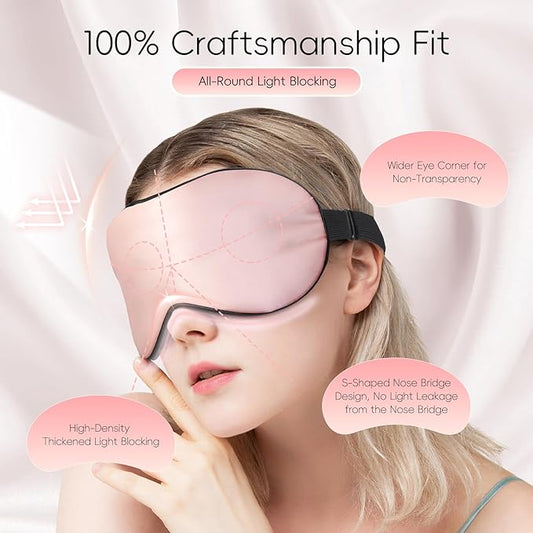 TOPOINT Silk Sleep Mask Light Blocking, 3 in 1 Cooling Heated Eye Mask for Sleeping, Includes Silk Senna Seed and Gel Masks, for Migraine Dry Eye Dark Circles Women Men