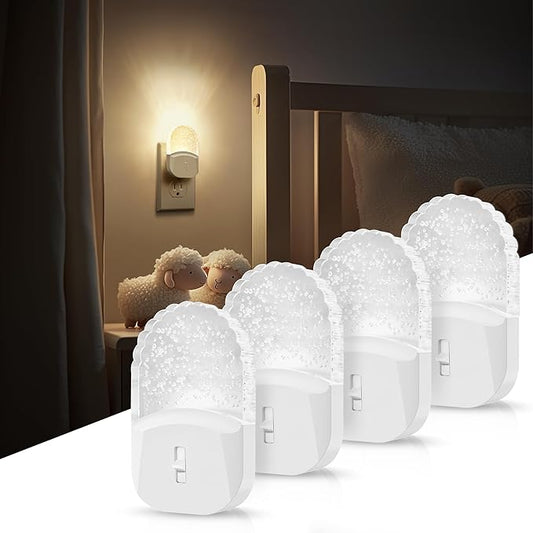 DORESshop LED Night Light, Baby Night Lights[4 Pack], Plug in NightLight with Auto Dusk to Dawn Sensor, Adjustable Brightness NightLights for Kids, Bathroom, Bedroom, Nursery Room, Soft White 3000k