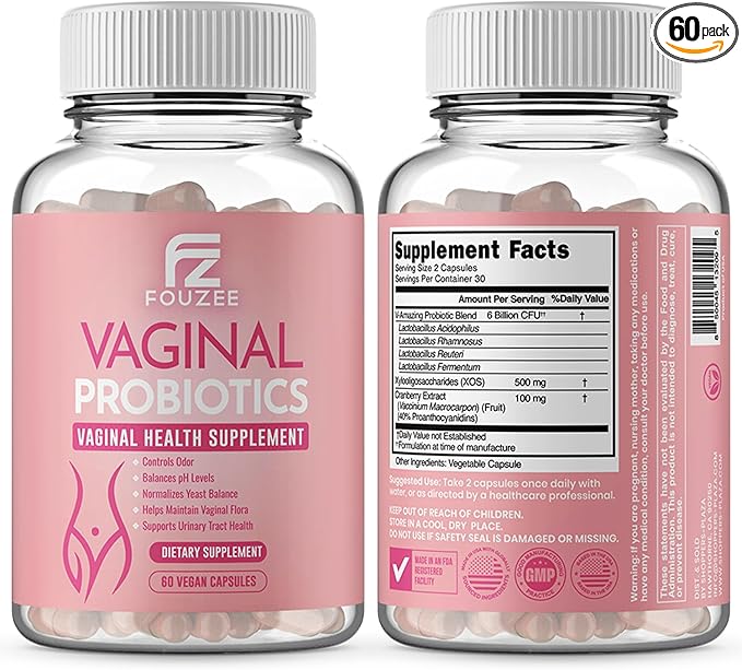 Vaginal Probiotics for Women pH Balance — Cranberry Extract Prebiotics & Lactobacillus Blend — Women’s Vaginal Health Supplement for Vaginal Odor & Vaginal Flora, Yeast Balance, 60 Capsules