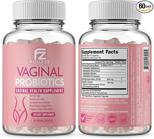 Vaginal Probiotics for Women pH Balance — Cranberry Extract Prebiotics & Lactobacillus Blend — Women’s Vaginal Health Supplement for Vaginal Odor & Vaginal Flora, Yeast Balance, 60 Capsules