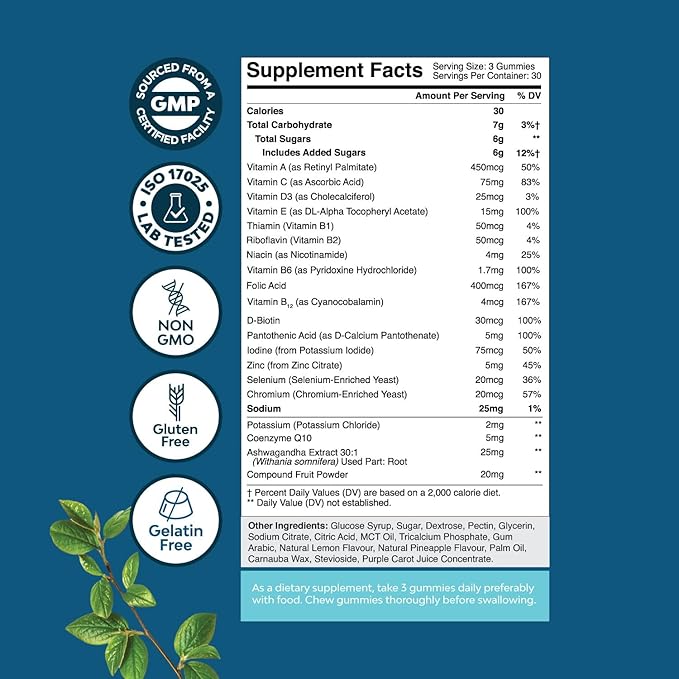 Men's Multivitamins Gummies with Superfood Complex - Daily Multivitamin for Men with CoQ10 and Ashwagandha for Energy and Immunity - Vegetarian Adult Multivitamin Gummies for Men (2 Month Supply)