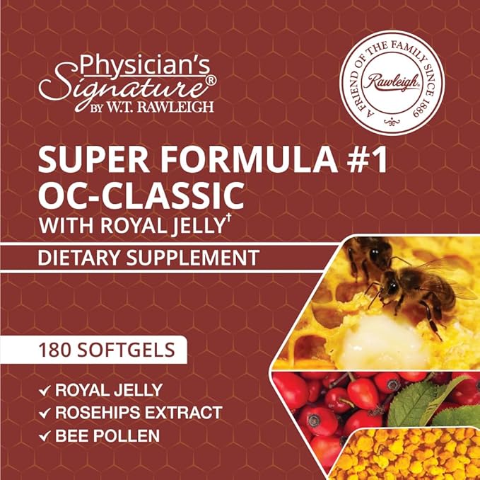 Rawleigh Super Formula No.1 OC-Classic: 180 Softgels with Royal Jelly & Bee Pollen Combined with Rosehips, Alpha lipoic Acid, & Vitamin B12, Non-GMO Supplement for Heart Health & Immune Support