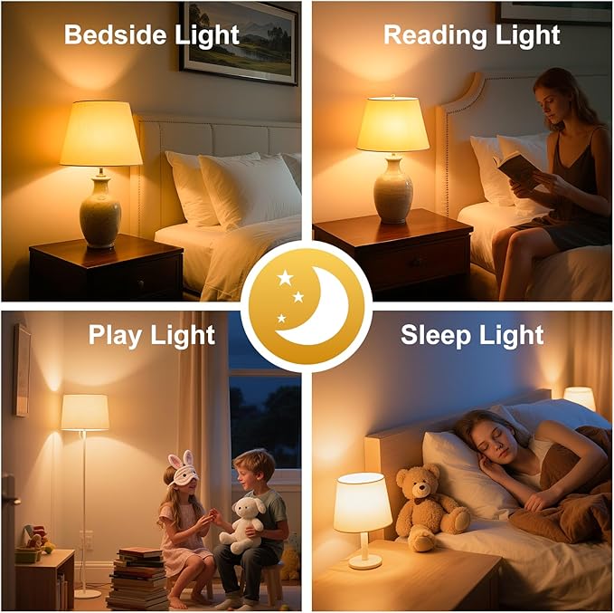 KINUR LED Amber Light Bulbs, A19 9W(60W Equivalent) 1800K E26 A19 Amber Soft Light Bulbs Warm Light for Bedroom, Healthy Sleep, Baby Nursery Light, Turtle Friendly Light 4 Pack