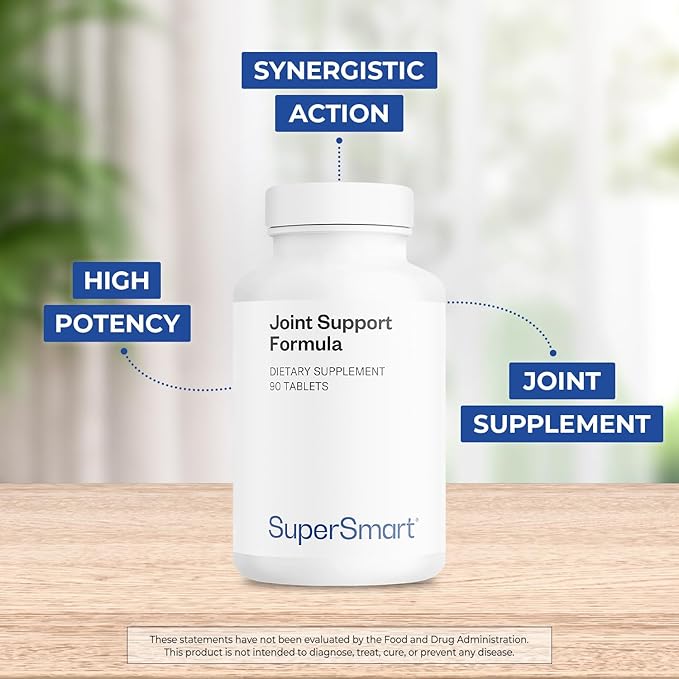 Supersmart Joint Support Formula (High Potency Complex) - with Glucosamine, Chondroitin, Hyaluronic Acid, MSM - Joint Support Supplement | Non-GMO & Gluten Free - 90 Tablets